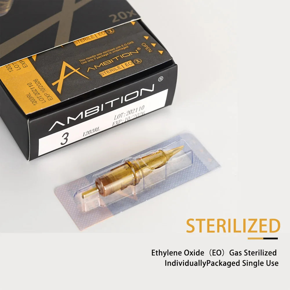 Ambition Glory RL 08/10/12 Tattoo Cartridge Needles Disposable Sterilized Safety Tattoo Needle for Cartridge Machine Grips 20pcs