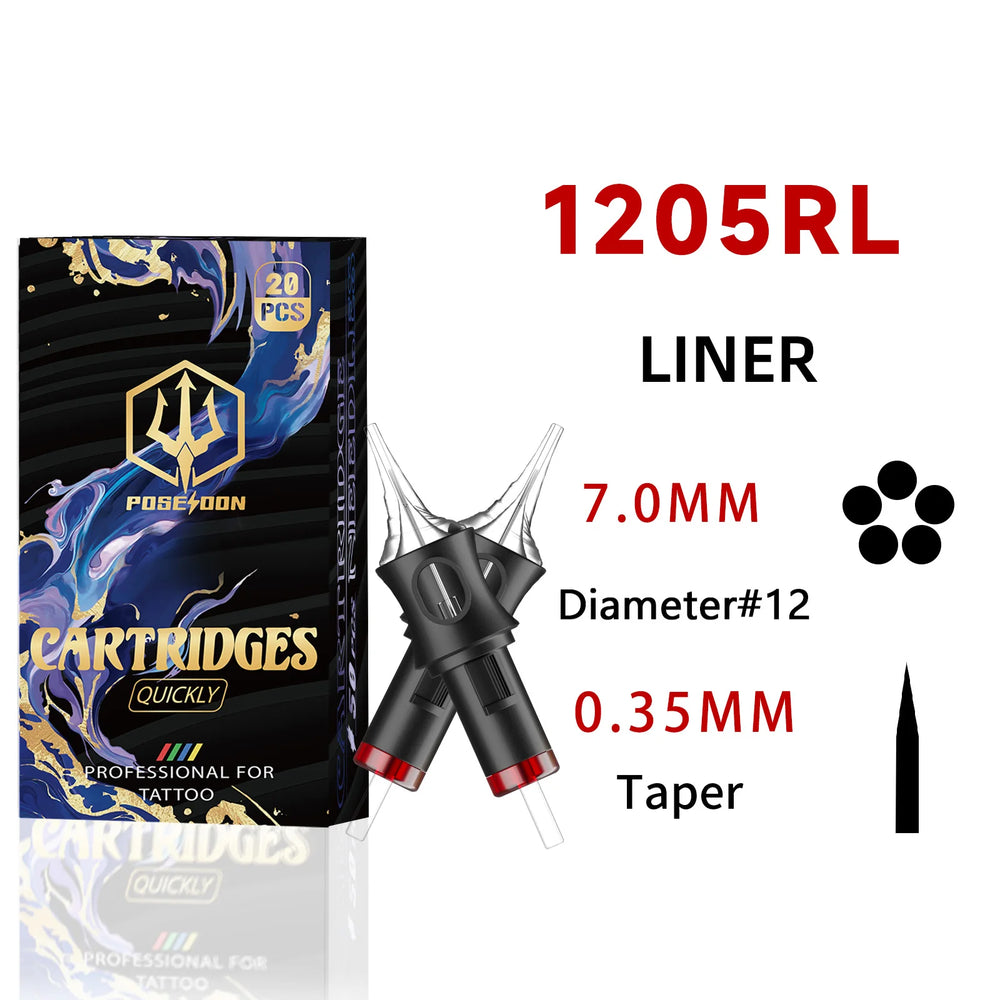 Tattoo Needles POSEIDON V5 20PCS Tattoo Needles Disposable Safty RL Tattoo Cartridge Needle Hot Permanent Makeup Tattoo Needles