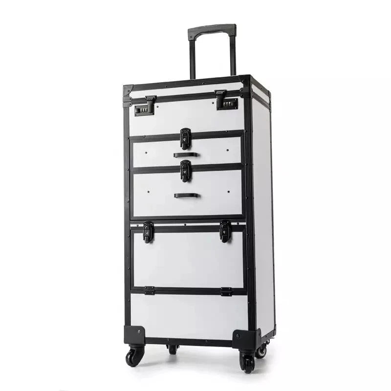 Trolley de Tatouage Professionnel Vnelstyle | Valise à Roulettes avec Tiroirs, Serrure et Plateaux Latéraux