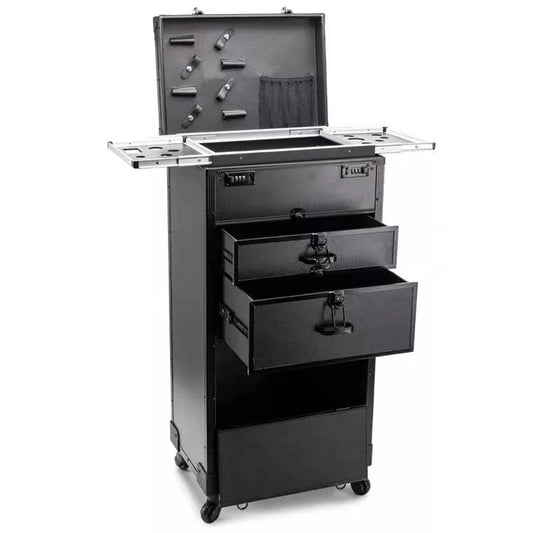 Trolley de Tatouage Professionnel Vnelstyle | Valise à Roulettes avec Tiroirs, Serrure et Plateaux Latéraux