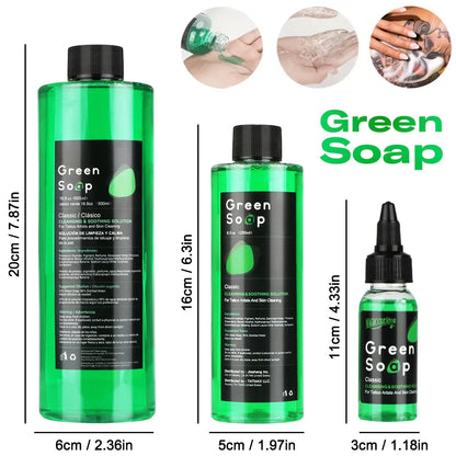 30/250/500ML Ultra Concentrated Tattoo Green Soap - Tattoo Cleaning Soap Kit with Foaming Bottle 150ml for Tattoo Clean Skin