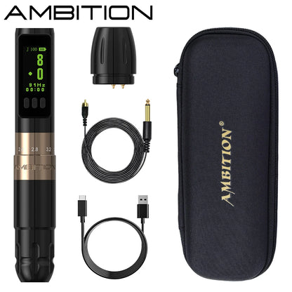 Ambition Sally Coreless Motor Adjustable Stroke Wireless Machine Tattoo Pen 2.0mm-3.5mm Rotary Permanent Makeup Tattoo Supplies