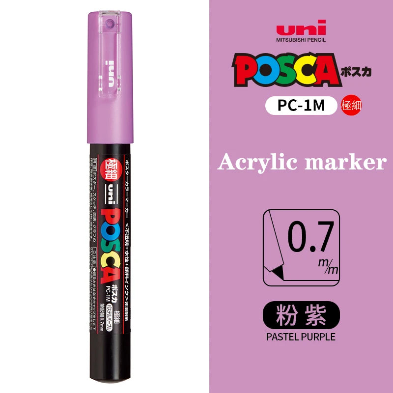 Japan Uni Posca Paint Marker Pen PC-1M POP Poster Graffiti Manga Advertising 0.7mm Art Supplies Stationery Multicolor Optional