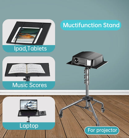 145cm Projector Tripod Stand Laptop Tripod Adjustable Height 23 to 63" Standing Desk Outdoor Computer Desk Stand for Studio