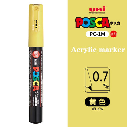 Japan Uni Posca Paint Marker Pen PC-1M POP Poster Graffiti Manga Advertising 0.7mm Art Supplies Stationery Multicolor Optional