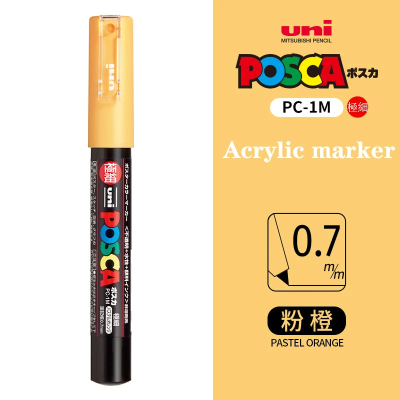Japan Uni Posca Paint Marker Pen PC-1M POP Poster Graffiti Manga Advertising 0.7mm Art Supplies Stationery Multicolor Optional