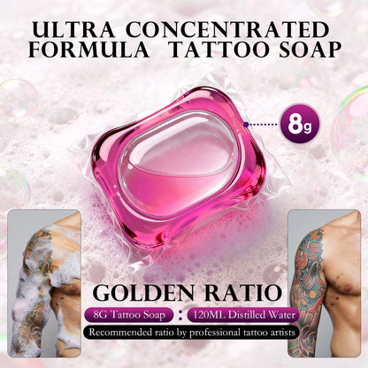20PCS DM Tattoo Soap Pacs Cleaning Soothing Tattoo Cleaner  Mild Tattoo Pre Post Care Cleaning Solution with Foaming bottle