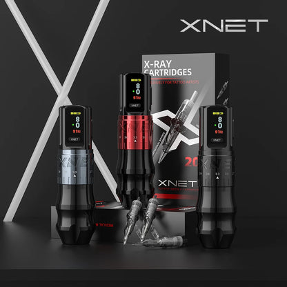 XNET Bestia Wireless Tattoo Machine Pen Kit Adjustable Stroke 2.4-4.2mm 2400mAh Battery OLED Display 60pc Mixed Tattoo Cartridge