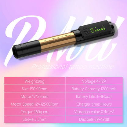 Ambition Rotary Tattoo Machine Pen 3.5mm Permanent Makeup RCA Eyeliner Scalp Eyebrows Lips Tools Semi-Permanent Cartridge Needle