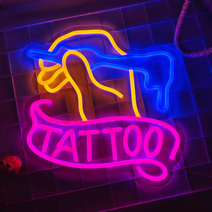 Enseigne lumineuse néon TATTOO décoration murale à LED