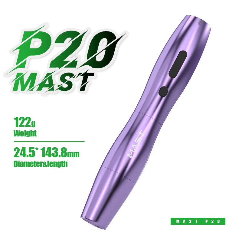 Mast P20 PMU Tattoo Machine Pen 2.5mm Stroke Wireless Battery 122g Lightweight Design Micropigmentation Permanent Makeup Machine