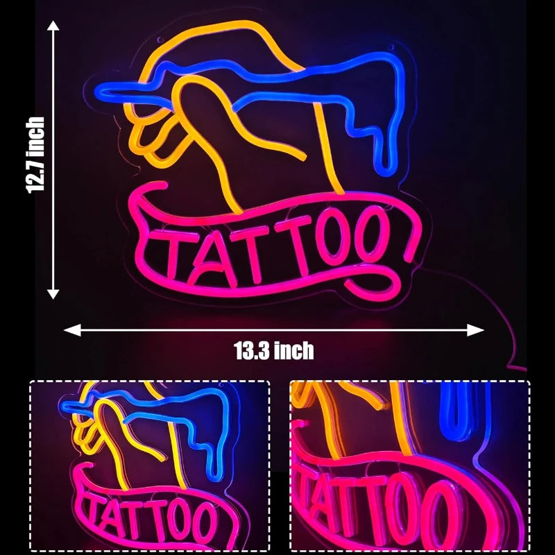 Enseigne lumineuse néon TATTOO décoration murale à LED