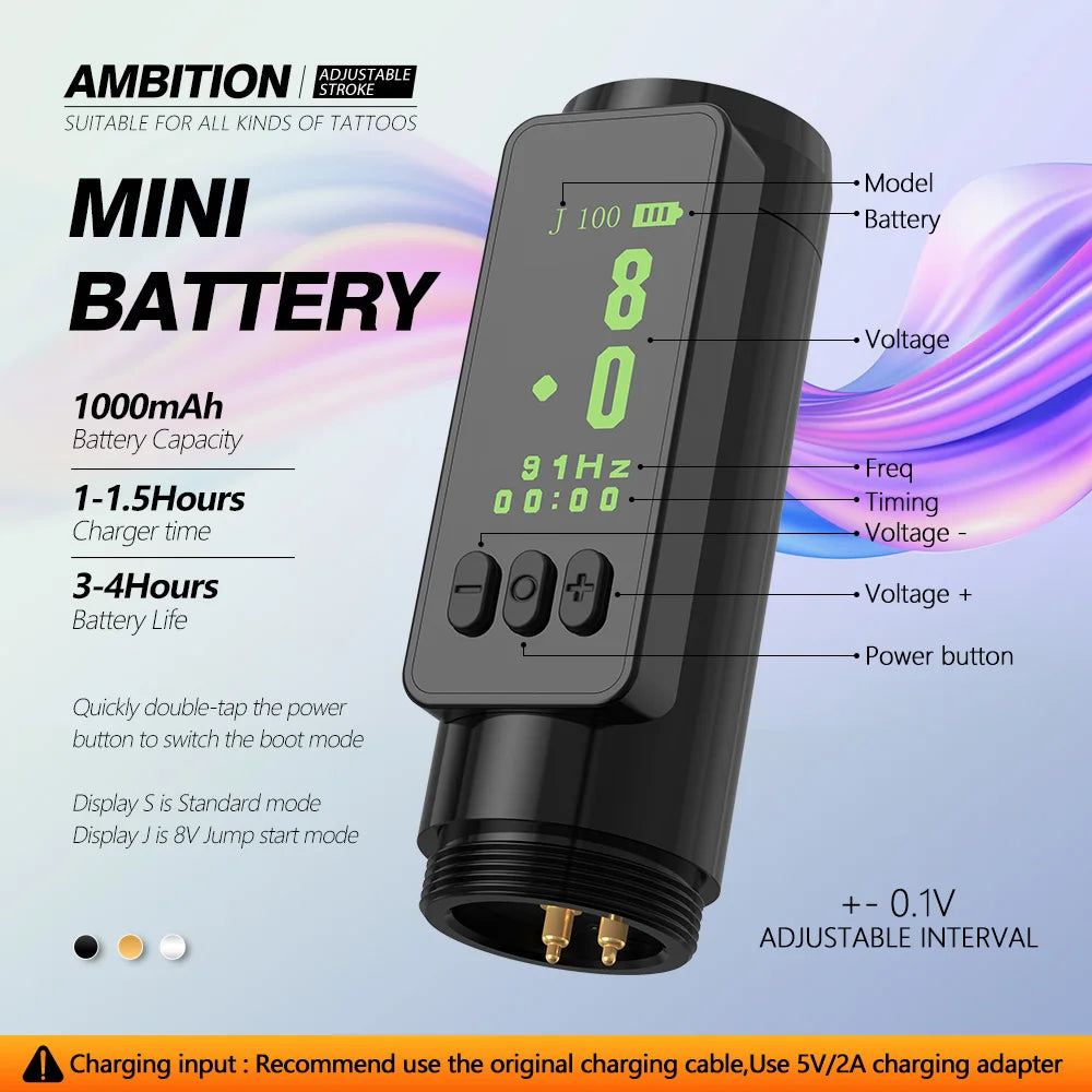 Ambition Sally Coreless Motor Adjustable Stroke Wireless Machine Tattoo Pen 2.0mm-3.5mm Rotary Permanent Makeup Tattoo Supplies