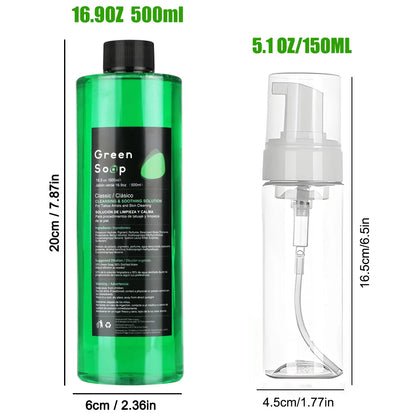 30/250/500ML Ultra Concentrated Tattoo Green Soap - Tattoo Cleaning Soap Kit with Foaming Bottle 150ml for Tattoo Clean Skin