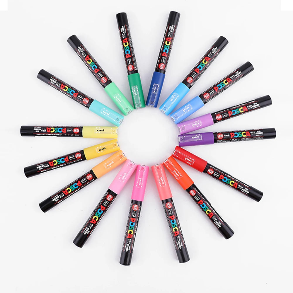 Japan Uni Posca Paint Marker Pen PC-1M POP Poster Graffiti Manga Advertising 0.7mm Art Supplies Stationery Multicolor Optional
