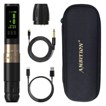 Ambition Sally Coreless Motor Adjustable Stroke Wireless Machine Tattoo Pen 2.0mm-3.5mm Rotary Permanent Makeup Tattoo Supplies