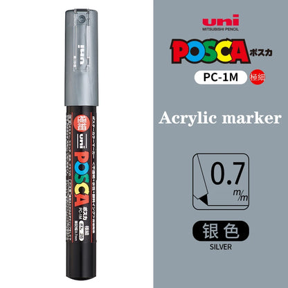 Japan Uni Posca Paint Marker Pen PC-1M POP Poster Graffiti Manga Advertising 0.7mm Art Supplies Stationery Multicolor Optional