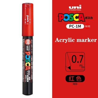 Japan Uni Posca Paint Marker Pen PC-1M POP Poster Graffiti Manga Advertising 0.7mm Art Supplies Stationery Multicolor Optional