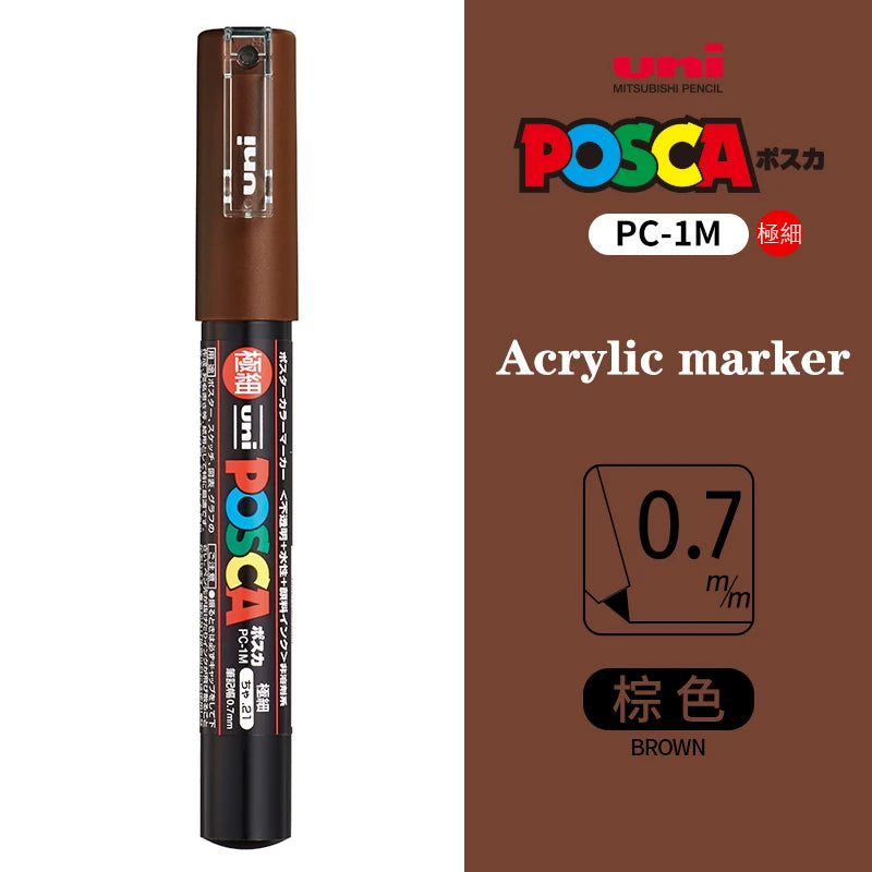 Japan Uni Posca Paint Marker Pen PC-1M POP Poster Graffiti Manga Advertising 0.7mm Art Supplies Stationery Multicolor Optional