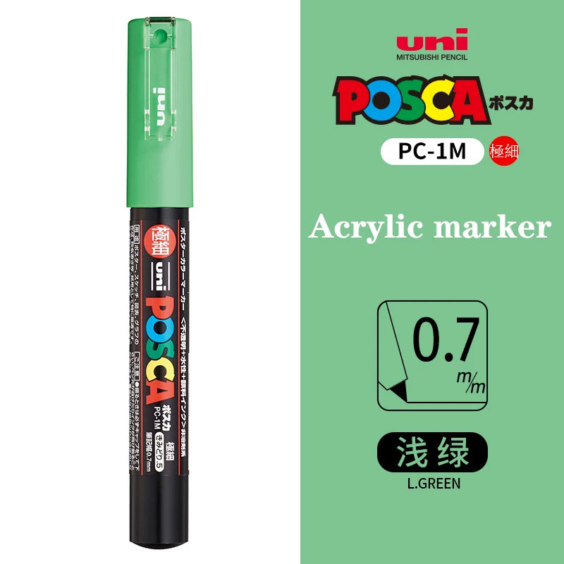 Japan Uni Posca Paint Marker Pen PC-1M POP Poster Graffiti Manga Advertising 0.7mm Art Supplies Stationery Multicolor Optional