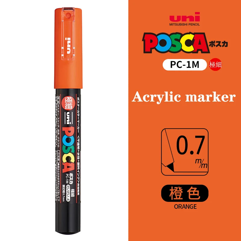 Japan Uni Posca Paint Marker Pen PC-1M POP Poster Graffiti Manga Advertising 0.7mm Art Supplies Stationery Multicolor Optional