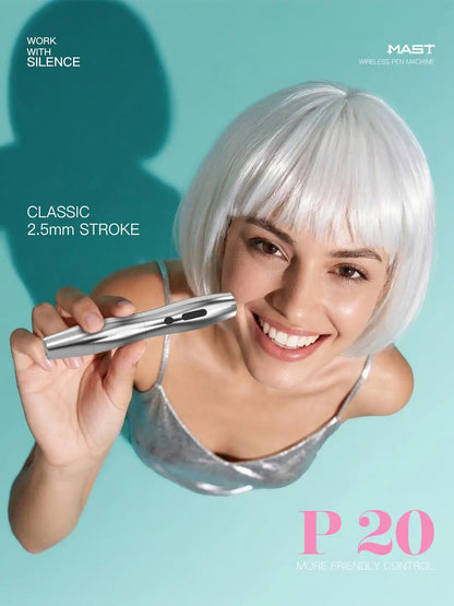 Mast P20 PMU Tattoo Machine Pen 2.5mm Stroke Wireless Battery 122g Lightweight Design Micropigmentation Permanent Makeup Machine