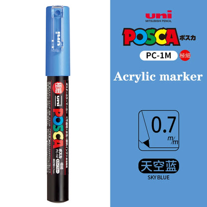 Japan Uni Posca Paint Marker Pen PC-1M POP Poster Graffiti Manga Advertising 0.7mm Art Supplies Stationery Multicolor Optional
