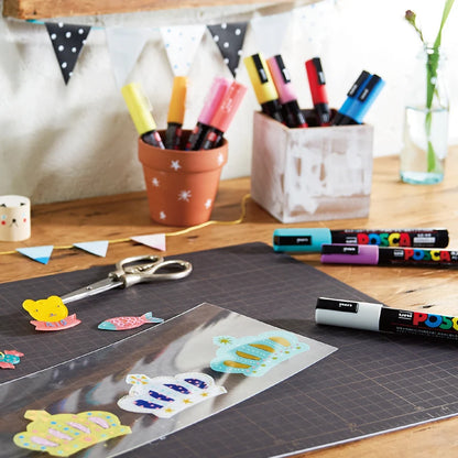 Uni Posca Color Acrylic Markers Set, Art Supplies 1M/3M/5M Fabric Paint Pen Japanese Stationery for Advertising Graffiti DIY