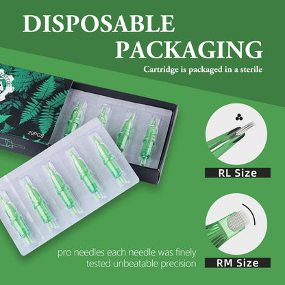 XNET Trex Tattoo Cartridge Needles 20pcs 1RL 3RL 1RM 5RM Disposable Sterilized Safety Tattoo Needle for Cartridge Machines Grips