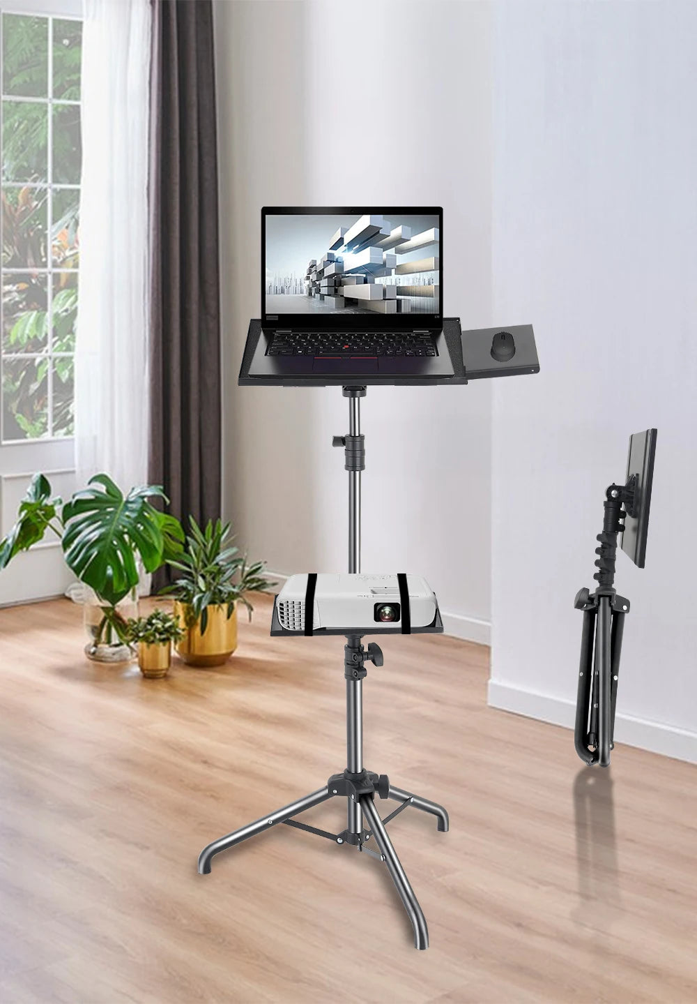 145cm Projector Tripod Stand Laptop Tripod Adjustable Height 23 to 63" Standing Desk Outdoor Computer Desk Stand for Studio