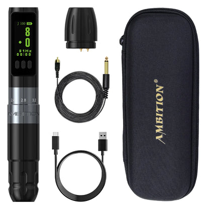 Ambition Sally Wireless Permanent Makeup Machine Tattoo Pen Rotary 2.0-3.5mm adjustable stroke Coreless Motor Tattoo Supplies