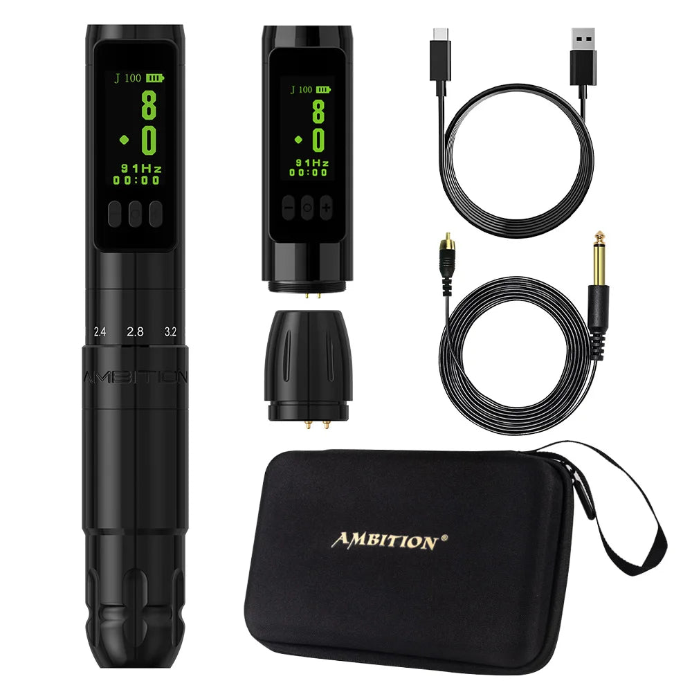 Ambition Sally Wireless Permanent Makeup Machine Tattoo Pen Rotary 2.0-3.5mm adjustable stroke Coreless Motor Tattoo Supplies