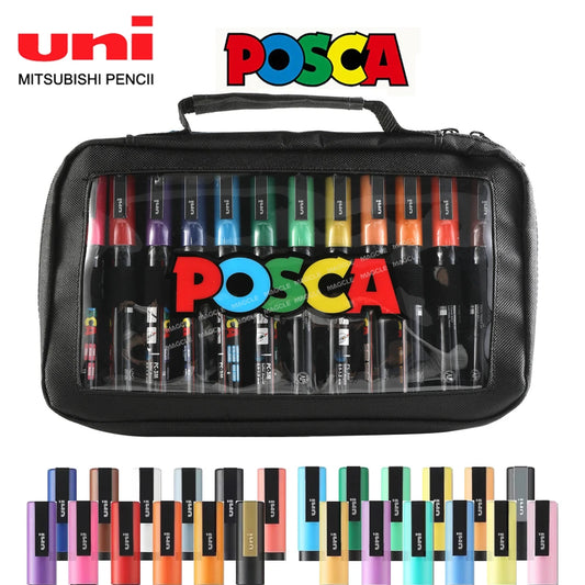 Uni Posca Color Acrylic Markers Set, Art Supplies 1M/3M/5M Fabric Paint Pen Japanese Stationery for Advertising Graffiti DIY