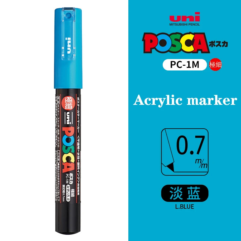 Japan Uni Posca Paint Marker Pen PC-1M POP Poster Graffiti Manga Advertising 0.7mm Art Supplies Stationery Multicolor Optional