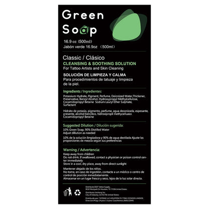 30/250/500ML Ultra Concentrated Tattoo Green Soap - Tattoo Cleaning Soap Kit with Foaming Bottle 150ml for Tattoo Clean Skin
