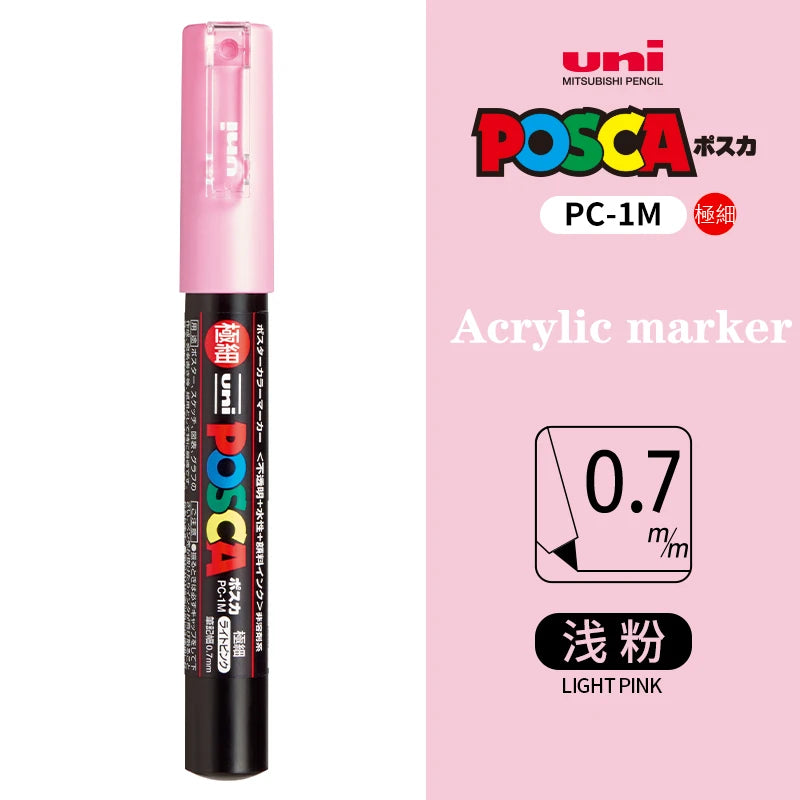 Japan Uni Posca Paint Marker Pen PC-1M POP Poster Graffiti Manga Advertising 0.7mm Art Supplies Stationery Multicolor Optional