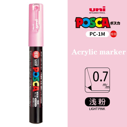 Japan Uni Posca Paint Marker Pen PC-1M POP Poster Graffiti Manga Advertising 0.7mm Art Supplies Stationery Multicolor Optional