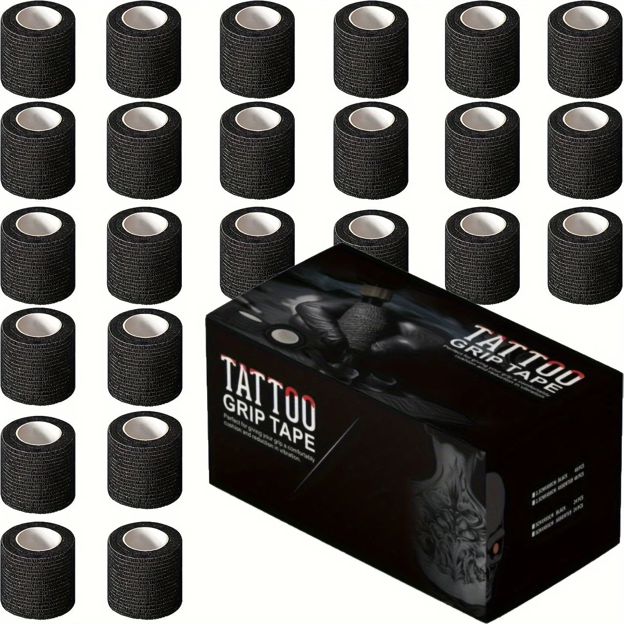 Bandage de Protection Grip Cohésif Auto-Adhérent Jetable Noir