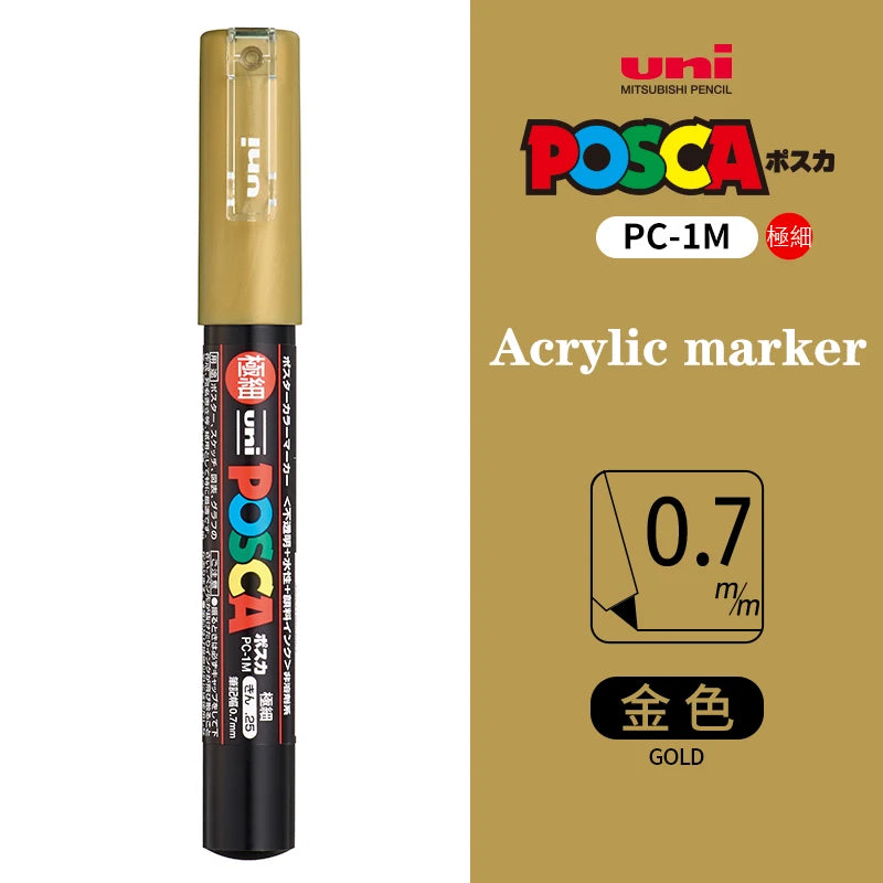 Japan Uni Posca Paint Marker Pen PC-1M POP Poster Graffiti Manga Advertising 0.7mm Art Supplies Stationery Multicolor Optional