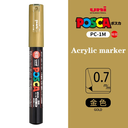 Japan Uni Posca Paint Marker Pen PC-1M POP Poster Graffiti Manga Advertising 0.7mm Art Supplies Stationery Multicolor Optional