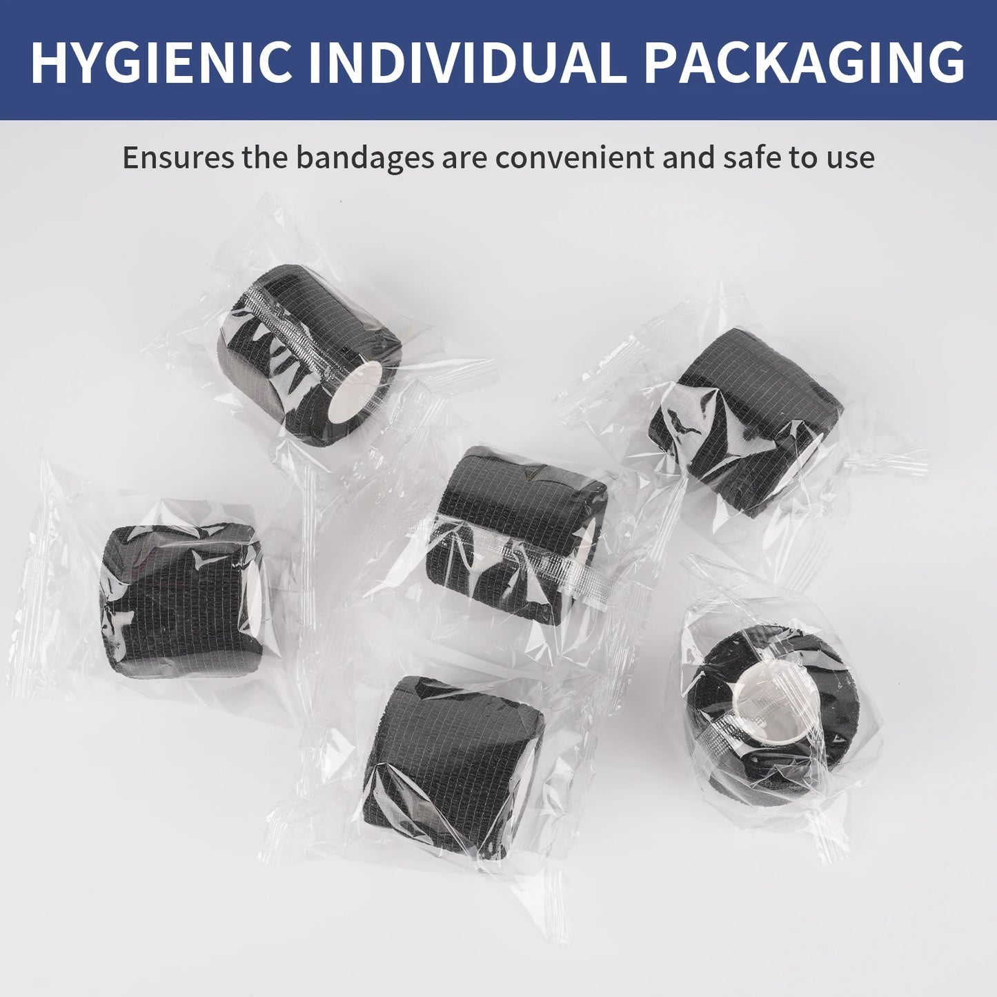 Bandage de Protection Grip Cohésif Auto-Adhérent Jetable Noir