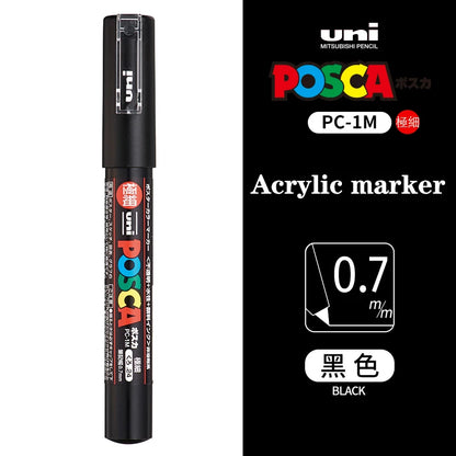 Japan Uni Posca Paint Marker Pen PC-1M POP Poster Graffiti Manga Advertising 0.7mm Art Supplies Stationery Multicolor Optional