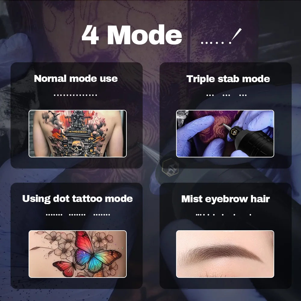 KVM Wireless Tattoo Machine Stroke 4mm Tattoo Pen 4 Gears 2000mah 3-12v Plum Blossom Pan Structure for Tattoo Supplies