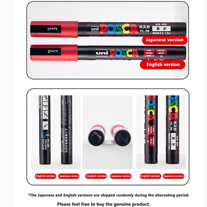Japan Uni Posca Paint Marker Pen PC-1M POP Poster Graffiti Manga Advertising 0.7mm Art Supplies Stationery Multicolor Optional