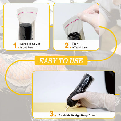 Kit de 200pcs de protection de dermographe + 6 Grips noir