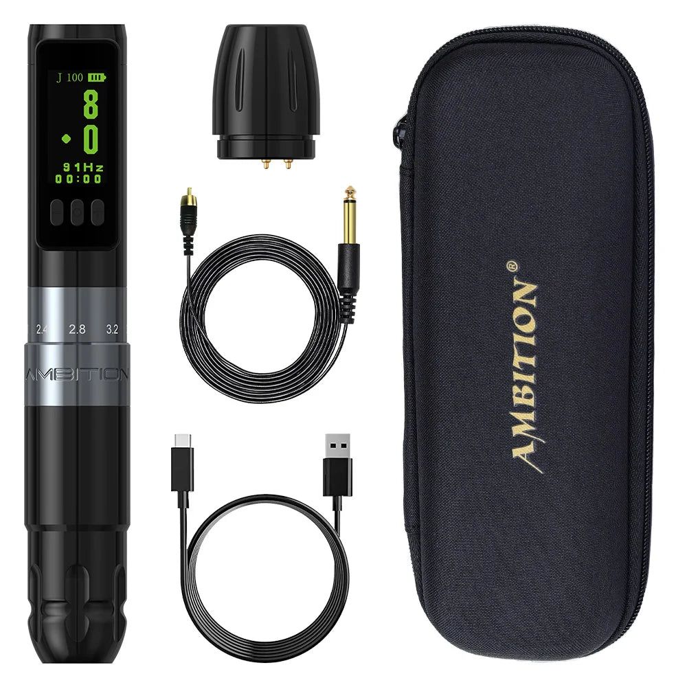 Ambition Sally Coreless Motor Adjustable Stroke Wireless Machine Tattoo Pen 2.0mm-3.5mm Rotary Permanent Makeup Tattoo Supplies
