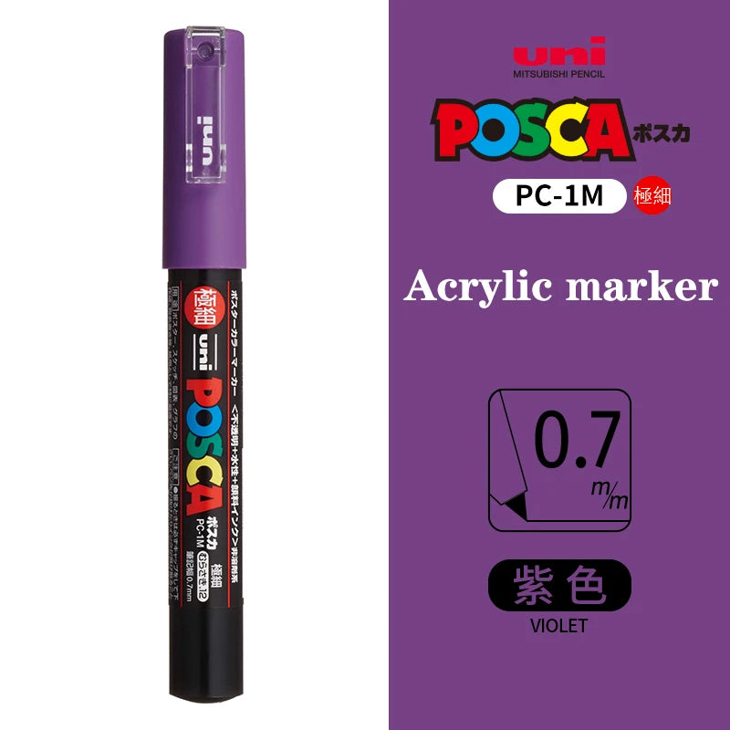 Japan Uni Posca Paint Marker Pen PC-1M POP Poster Graffiti Manga Advertising 0.7mm Art Supplies Stationery Multicolor Optional