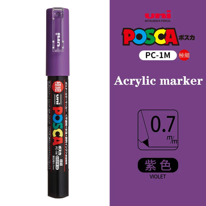 Japan Uni Posca Paint Marker Pen PC-1M POP Poster Graffiti Manga Advertising 0.7mm Art Supplies Stationery Multicolor Optional