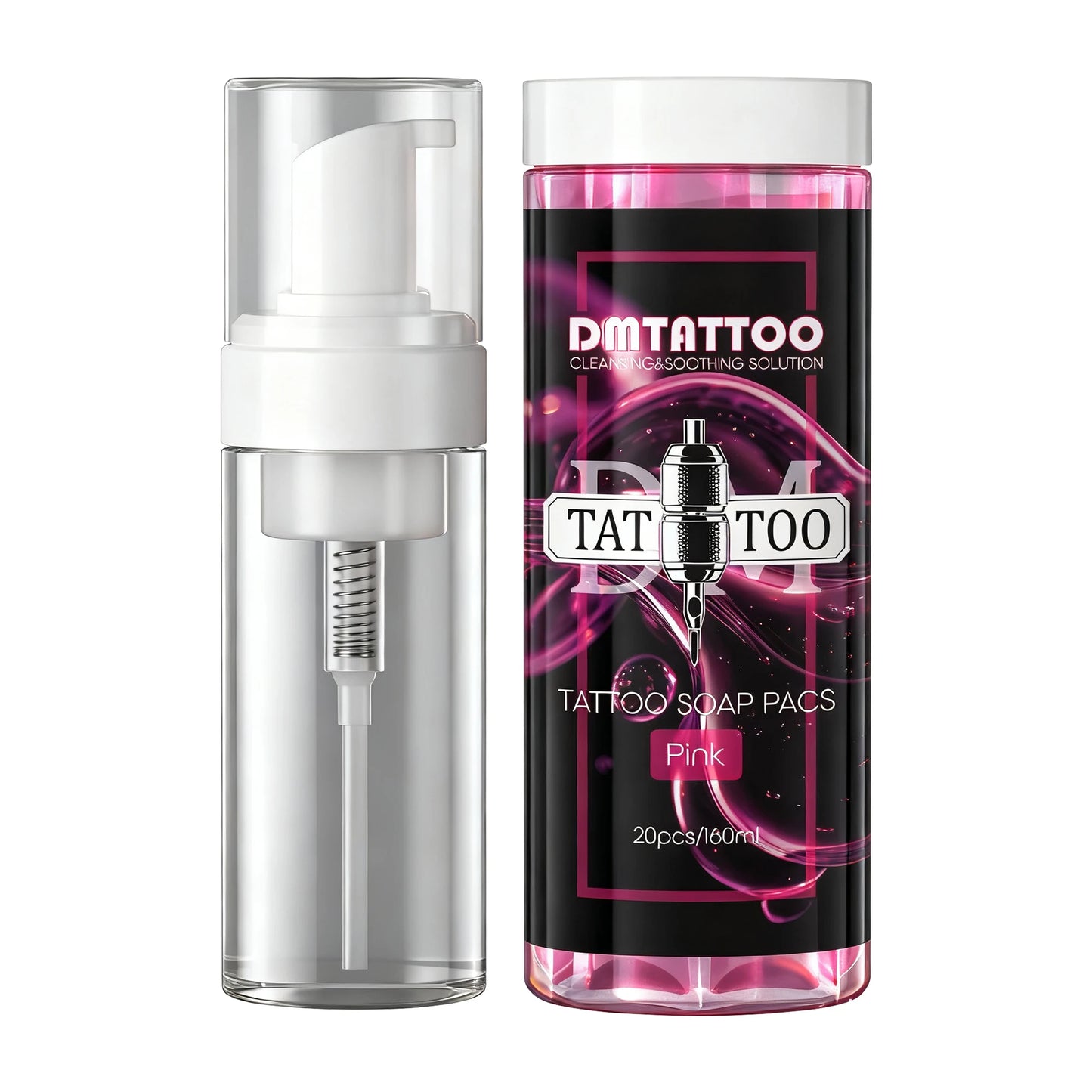 20PCS DM Tattoo Soap Pacs Cleaning Soothing Tattoo Cleaner  Mild Tattoo Pre Post Care Cleaning Solution with Foaming bottle