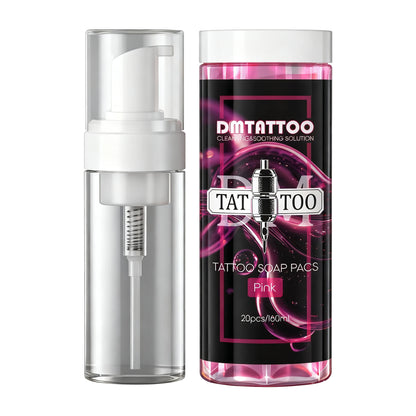 20PCS DM Tattoo Soap Pacs Cleaning Soothing Tattoo Cleaner  Mild Tattoo Pre Post Care Cleaning Solution with Foaming bottle